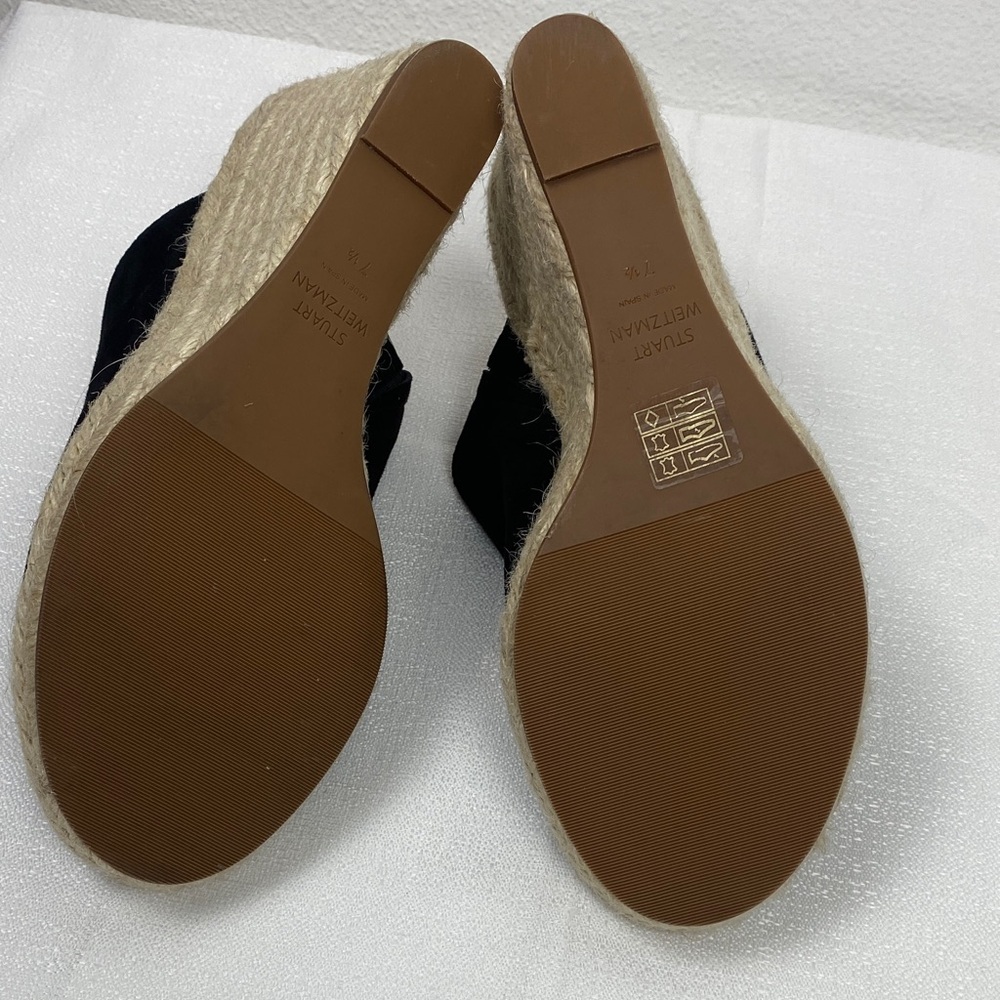 Stuart Weitzman Black Espadrille Wedges Size 7.5 M - Picture 10 of 16